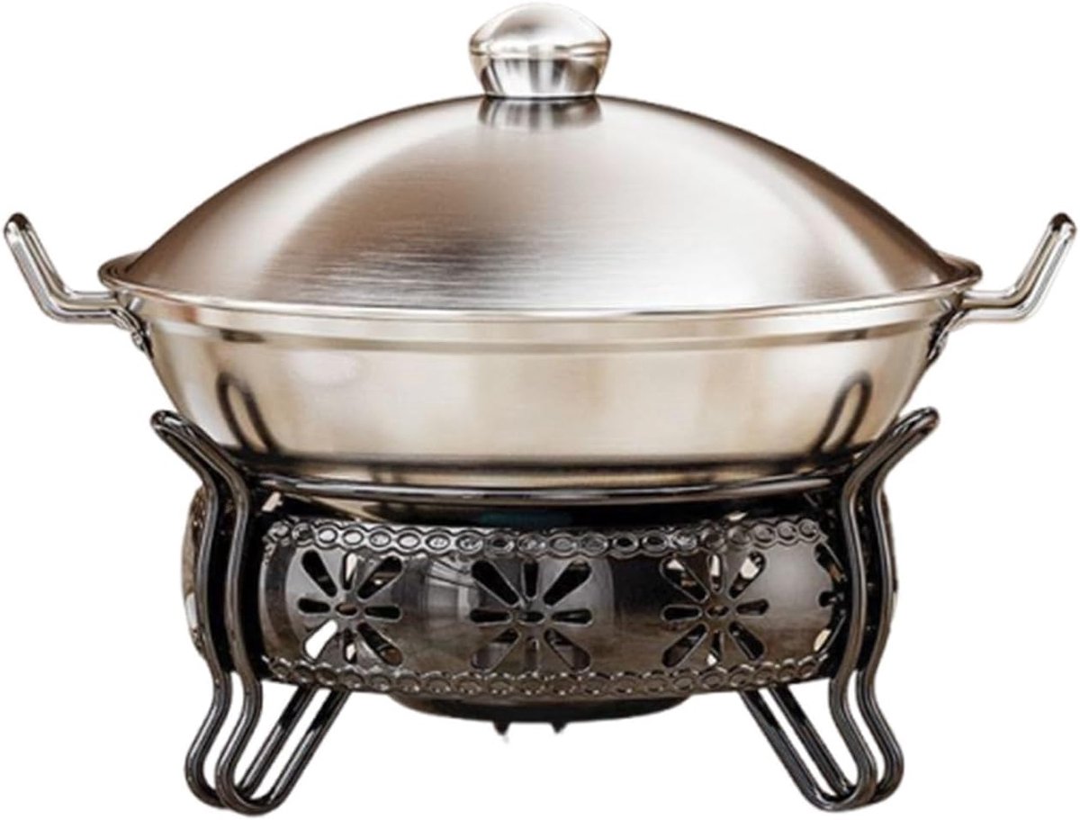 Voedselwarmer Container - Buffetpan - Eten Warm Houden - Roestvrij Staal - Ronde Vorm - Zwart