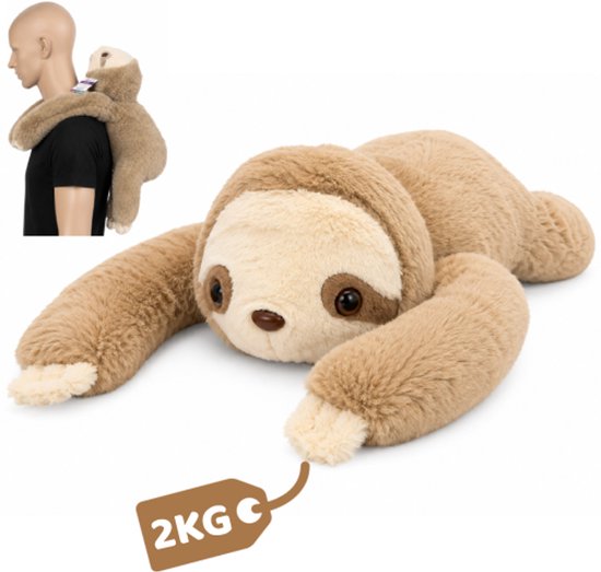 Topknuffels® Verzwaringsknuffel Luiaard - 60cm/2kg - Verzwaarde Knuffel - Weighted Stuffed Animal - Sensorisch Speelgoed - Zware Knuffel Anxiety - Voor Kinderen en Volwassenen