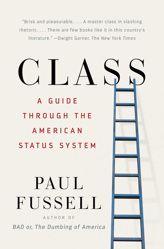 Boek kaft met de titel 'CLASS A GUIDE THROUGH THE AMERICAN STATUS SYSTEM' in grote letters. Een blauwe ladder staat op de rechterkant van de kaft.