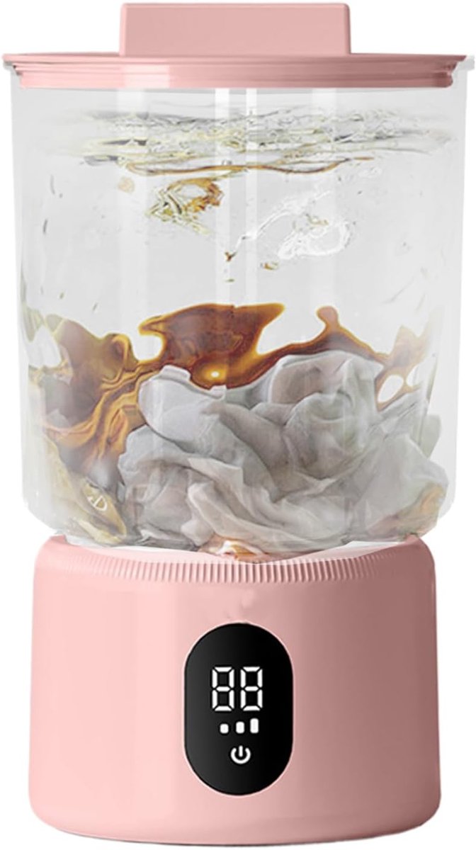 Ondergoed Wasmachine Mini Wasserette Draagbaar Wassen Draadloos Gemak 1 Liter Roze