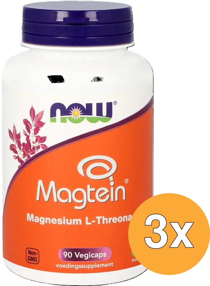 3x NOW Magtein Magnesium L-Threonaat (90 vega capsules)