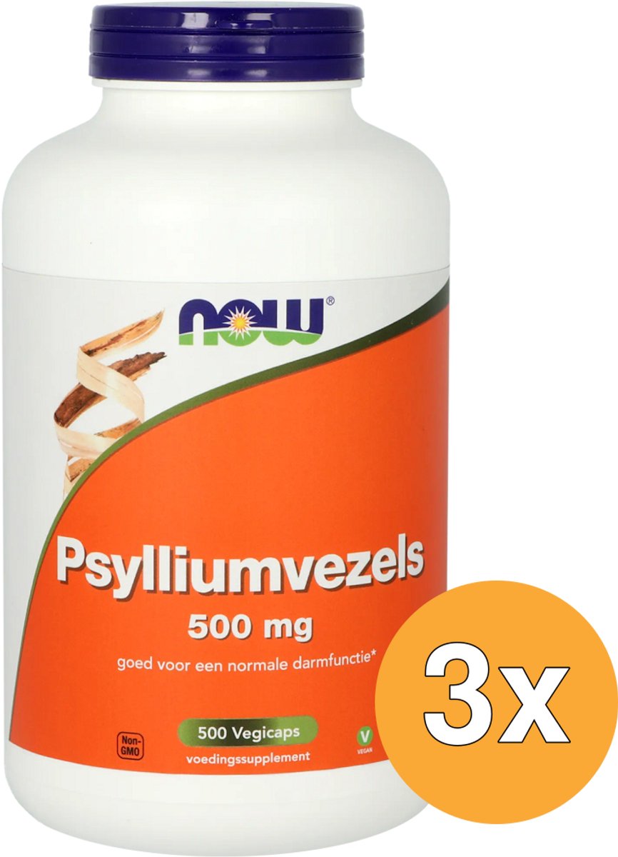 3x Now Psylliumvezels 500 mg (500 vega capsules)
