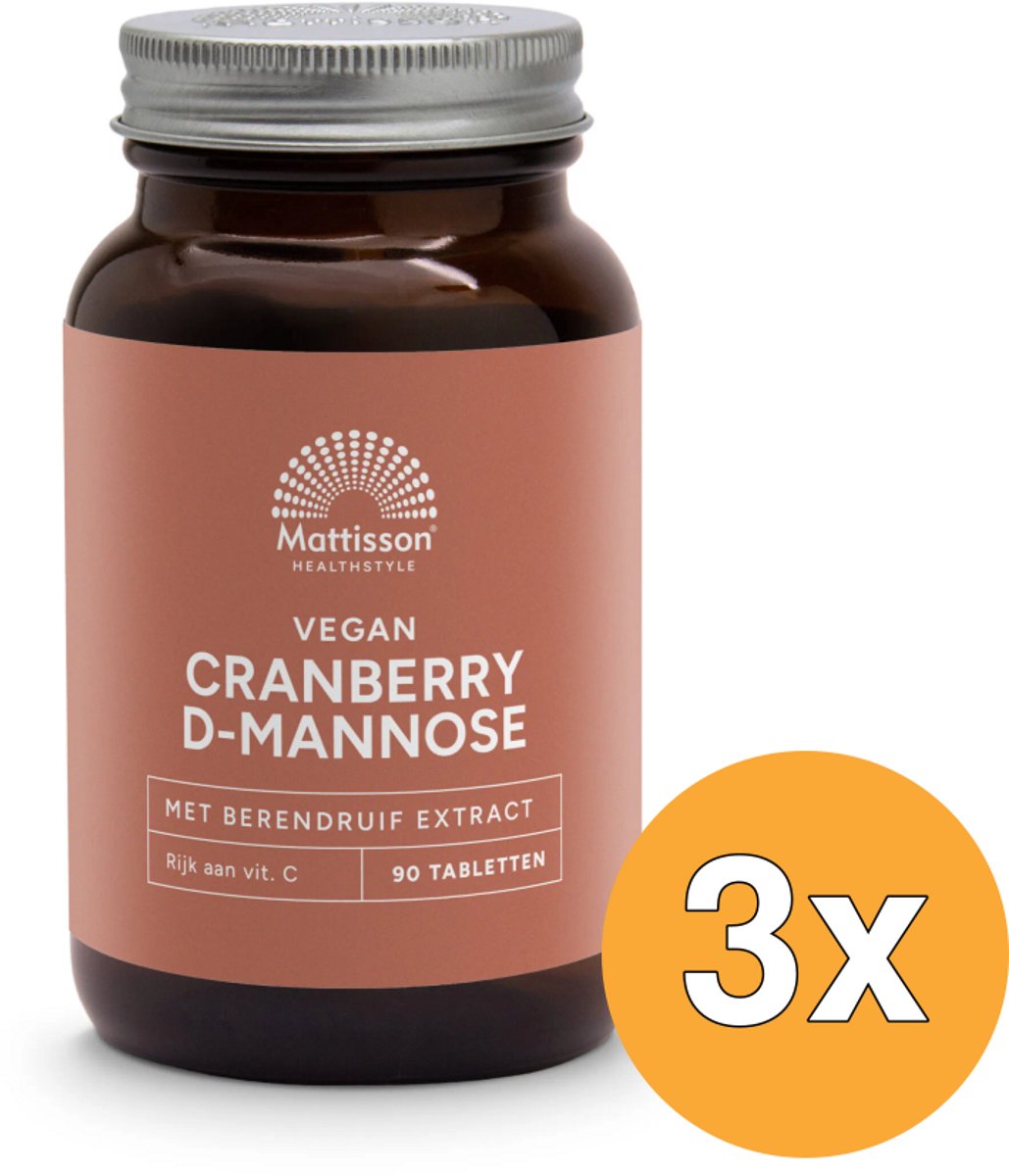 3x Mattisson Cranberry D-Mannose Met Berendruif Extract (90 tabletten)