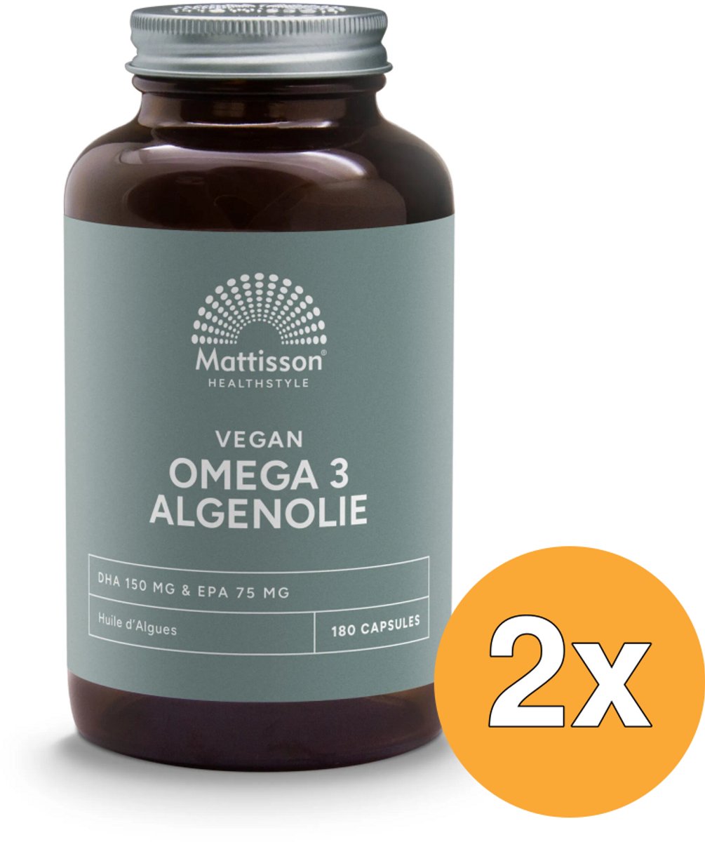 2x Mattisson Vegan Omega 3 Algenolie Dha 150Mg Epa 75Mg (180 vega capsules)
