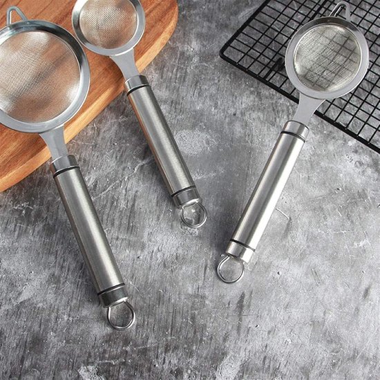 Keuken Zeef - Afgieter Vergiet - Noodles Koken - Lange Handgreep - Roestvrij Staal - Zilver — afbeelding 5