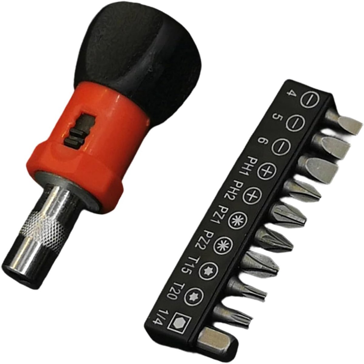 Kleine Ratelschroevendraaier - Precisie Schroevendraaier Set - Reparaties in Krappe Ruimte - Geïntegreerde Magneet - 5 mm Toegang - Grijs