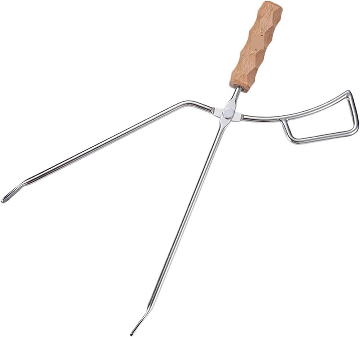 Vuurplaattang Roestvrijstaal - Houtskooltang Buiten - Kampvuur Aanmaken - Verstevigd Ontwerp - 41.5 cm Lengte - Zilver
