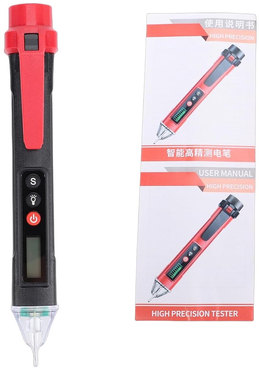 Live-draadtester met LCD-display met Dubbel Bereik voor Elektriciens Lokalisatie van Circuitfouten (VC1010【Zwart】)