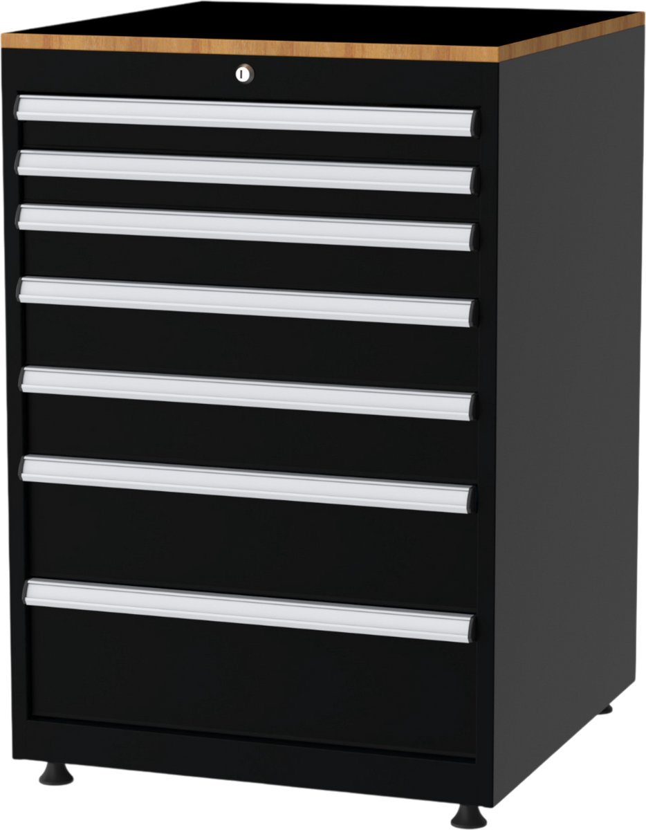 Povag Gereedschapskast met 7 laden - Ladekast met werkblad - 1048x710x725 mm - Zwart