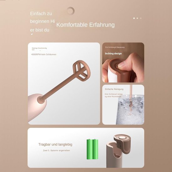 Elektrische Handmixer - Keukenmixer Stirrer - Bakken en Koken - Compact Draagbaar - 26 cm Lengte - Koffie — afbeelding 4