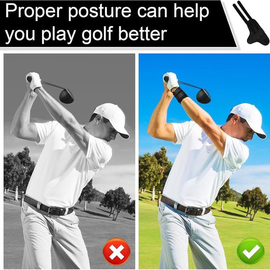 Golf Swing Trainer - Hulpmiddel Swing - Golf Techniek Verbeteren - Corrigeert Houding - 2-delige set - Zwart van GOLF — afbeelding 3