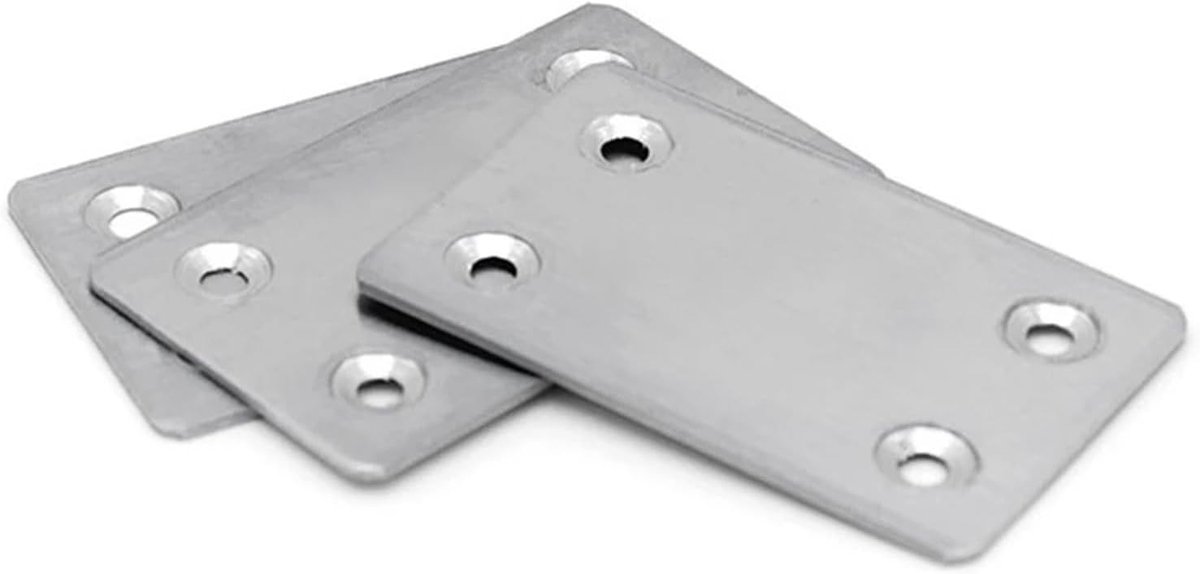 Meubelbevestigingen Reparatieplaten - Platte Bevestigers - Meubels Repareren - Roestbestendig Oppervlak - 60 x 38 mm - Zilver