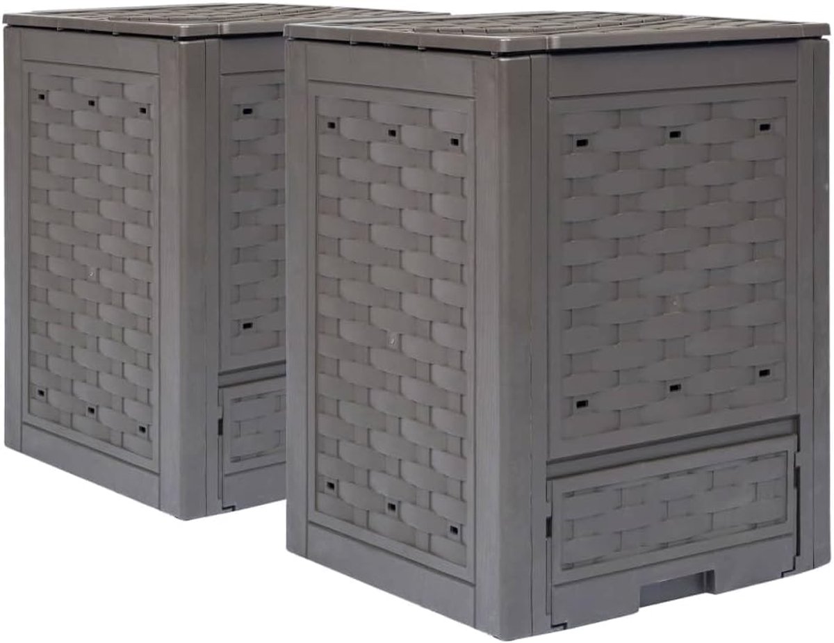 Compostbakken - Afvalbakken Compost - Afval Recyclen - Rotanlook Kunststof - 600 l - Origineel