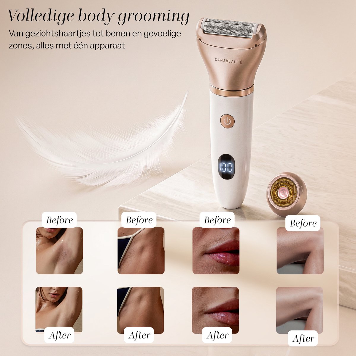 Sansbeauté 2-in-1 Ladyshave met Display - Gezicht thumbnail 3