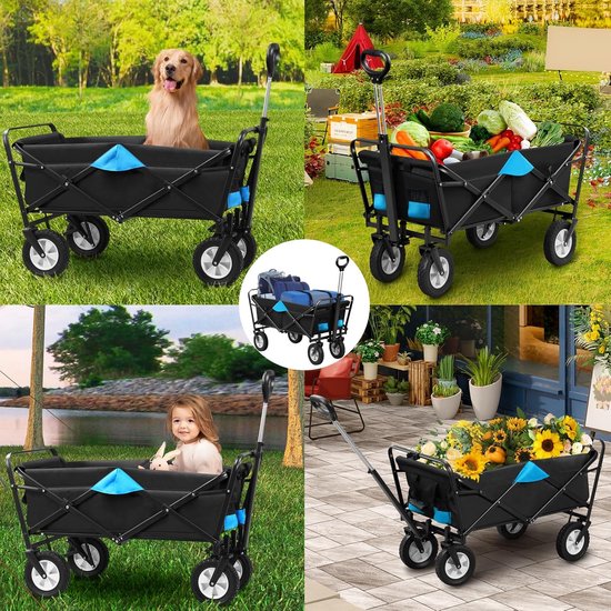 Opvouwbare Bolderkar Met 4 Wielen - Handwagen Tot 80 Kg, Antraciet/Turquoise van Lysmart — afbeelding 4