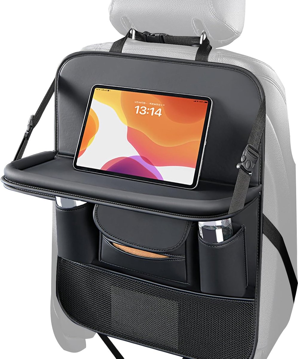 Autostoel Organizer - Stoelrug Opbergvak - Reizen Met Kinderen - Opvouwbaar Tafelblad - 32cm Breed - Zwart
