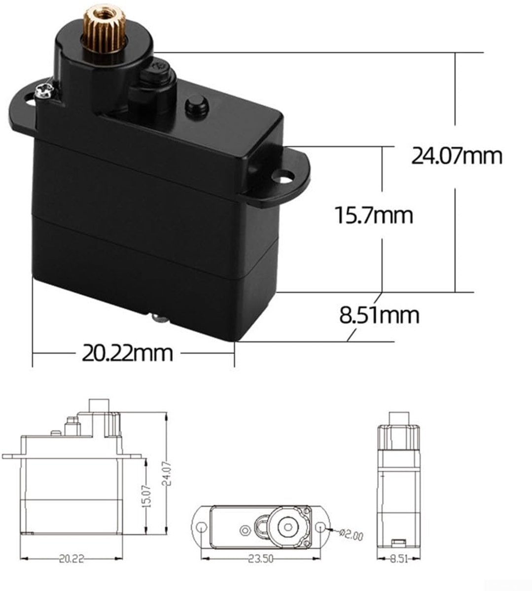Miniatuur Motor - Digitale Motor - Modelbouw Mechanica - Metalen Tandwielen - 4.3 Gram - Zwart
