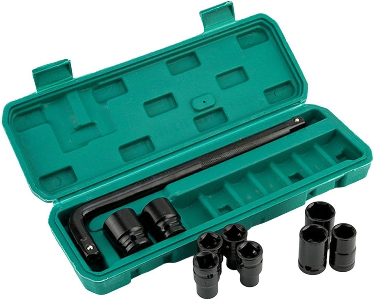 Doppenset Metrisch - Dopsleutel Set - Auto Reparatie - Ratel Zonder Wissel - 10 Delig - Zwart