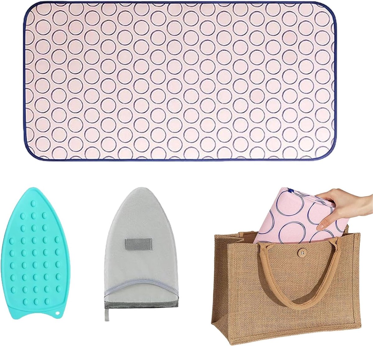 Draagbare strijkmat - Strijktafel accessoire - Snel kreukels verwijderen - Hittebestendig oppervlak - 60 x 80 cm - Grijs