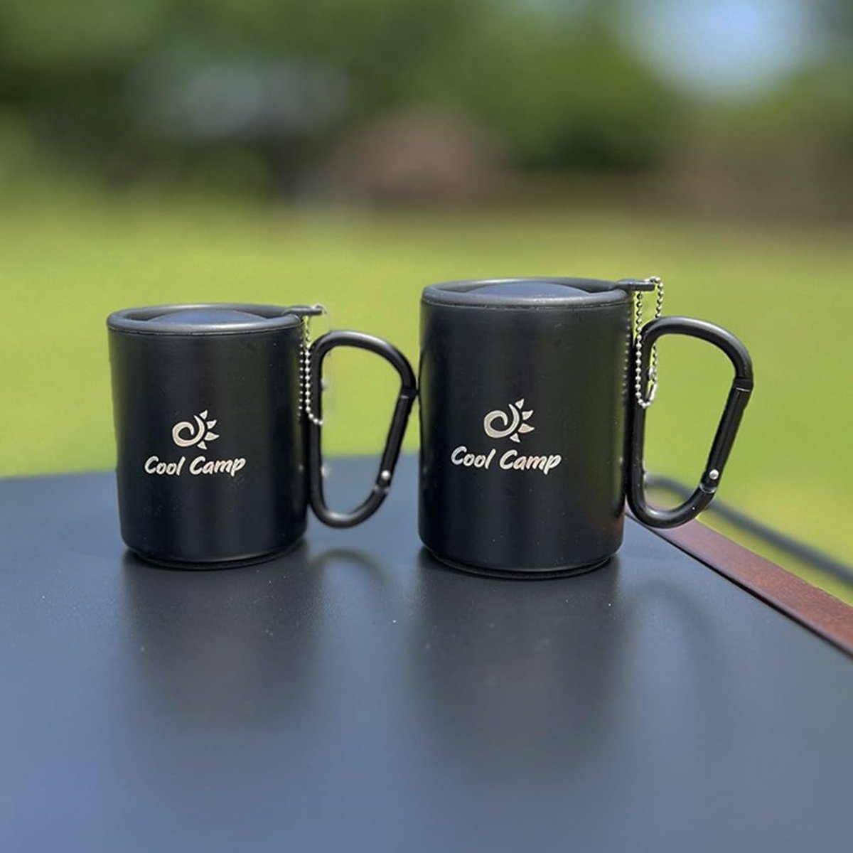 Campingmok met deksel - Reismok geïsoleerd - Outdoor avontuur - Dubbelwandig staal - 220 ml capaciteit - Zwart