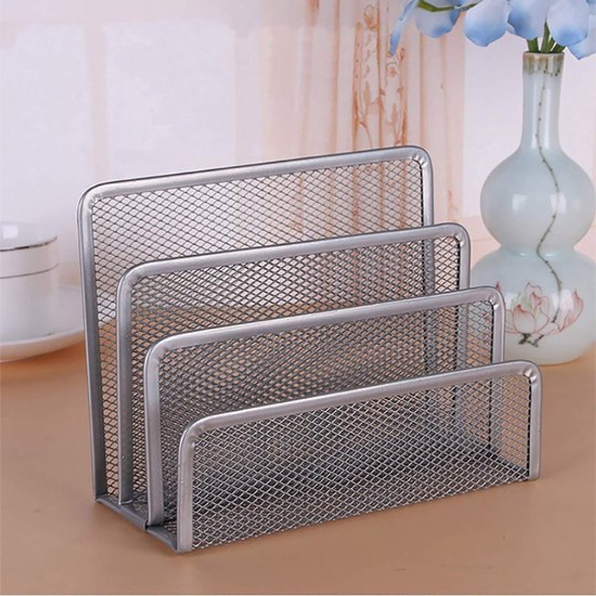 Virtubuy - Desktop File Organizer - Briefpapier Sorter - Roestbestendig - Zilver