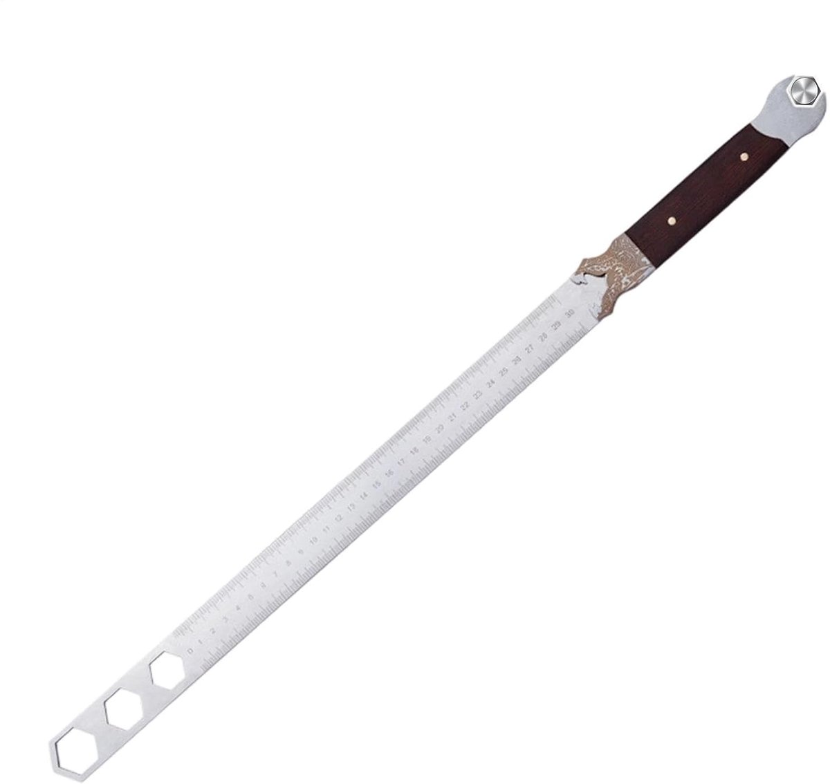 Metalen Liniaal - Rechtkantgereedschap - Precisie Meten - Met Sleutelfunctie - 60 cm - Zilverkleurig