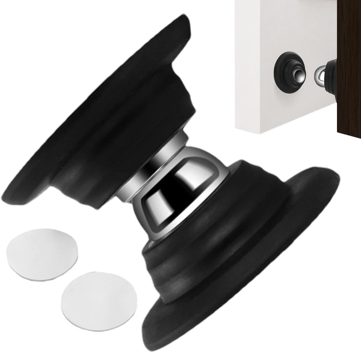 Magnetische Deurstopper - Magneet Deurvanger - Deur Open Houden - Zonder Boren - 5.3 x 4.7 cm - Zwart