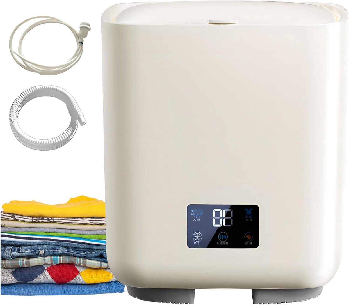Draagbare Wasmachine Mini Wasmachine Ondergoed Wassen Automatische Waterverversing 7 Liter Wit