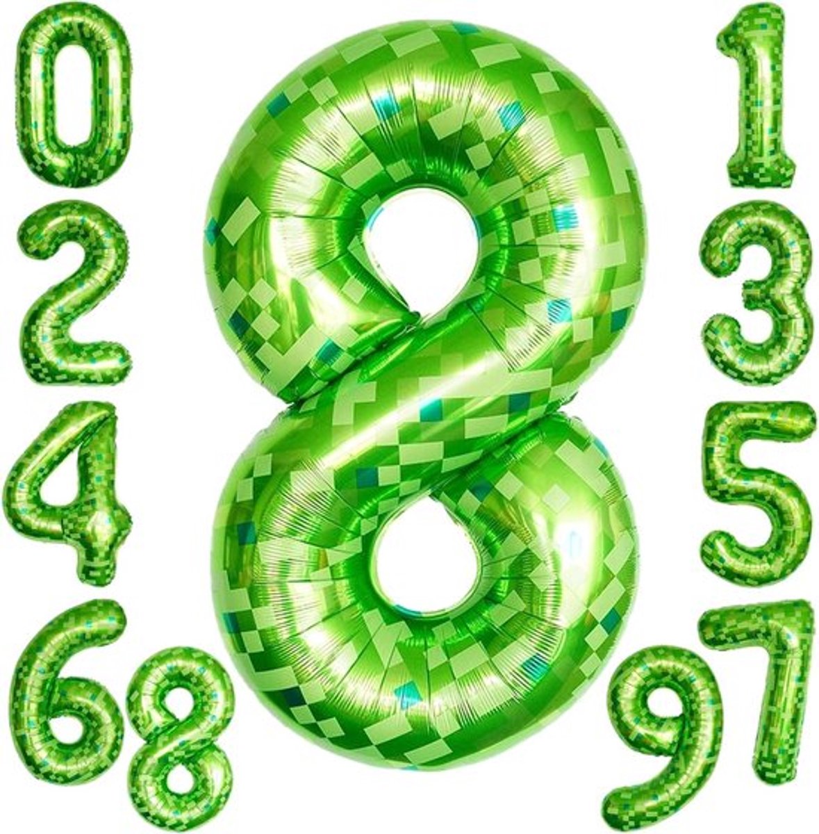 Folieballon groen cijfer 8 feestdecoratie