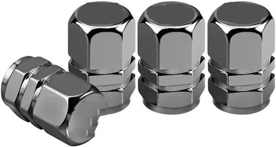 Autoventieldoppen - Wielkapjes - Banden Onderhoud - Dubbele Bescherming - 4 Stuks - Zilver