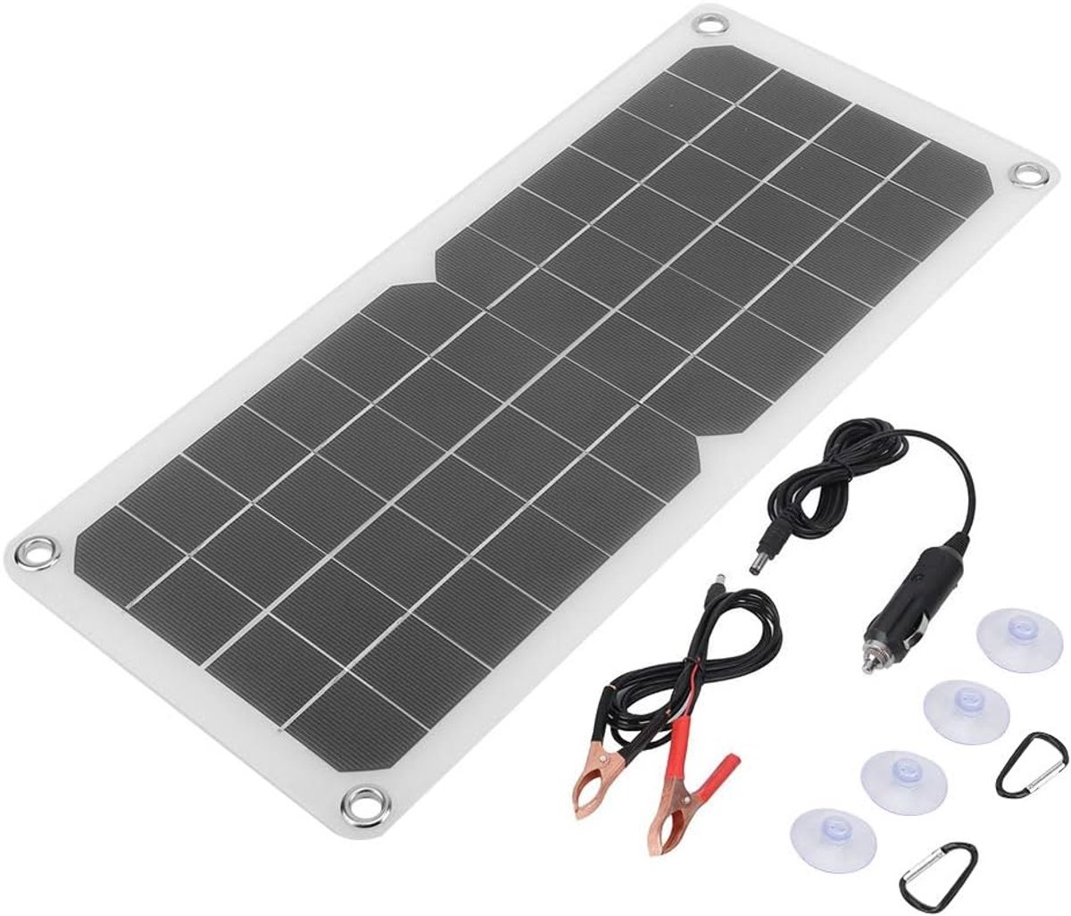 Flexibel Zonnepaneel - Draagbaar Opladen - Buiten Energie - Dubbele USB Uitgang - 10W 18V - Zwart