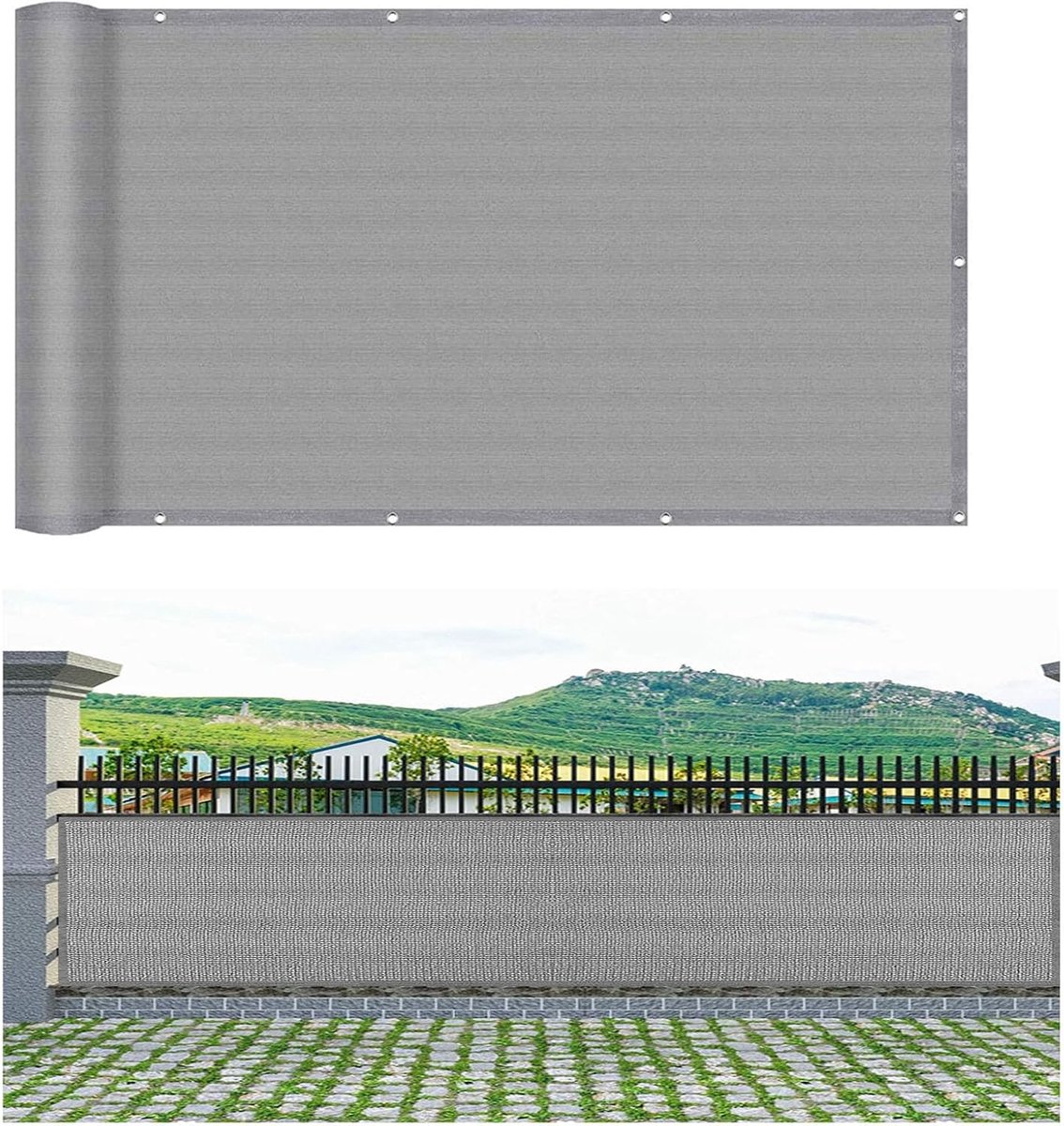 Balkon Scherm - Privacy Scherm Balkon - Buitenruimte Afschermen - UV-Bescherming 98% - 105 x 260 cm - Grijs