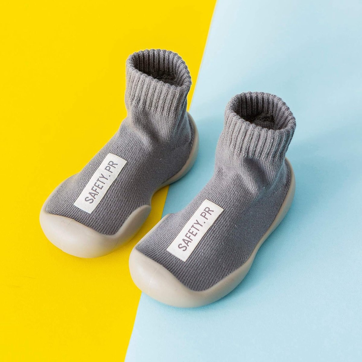 Babysokken met Schoenprint - Kruipschoentjes Sokken - Baby's Eerste Stapjes - Antislip Zolen - 0-12 Maanden - Wit