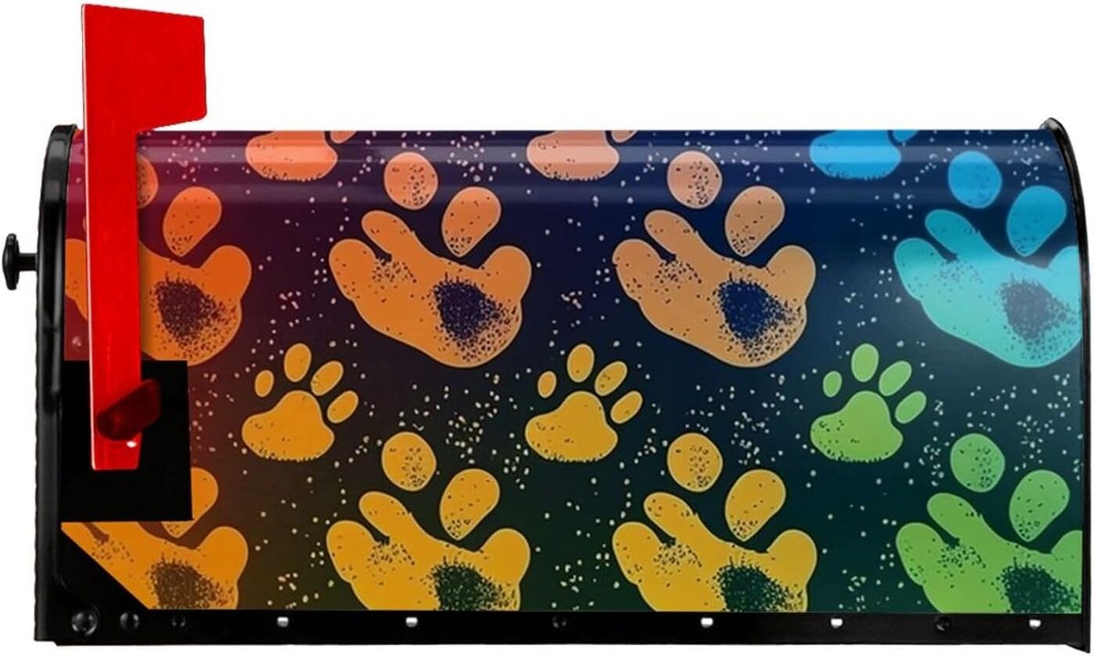 Brievenbus Decoratie - Brievenbus Cover - Tuin Versieren - Magnetische Bevestiging - 25.5x21 Inch - Regenboog Hond