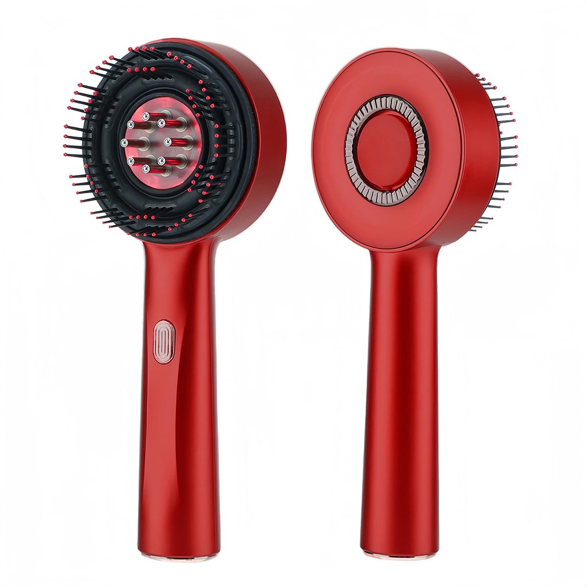 Draadloze elektrische hoofdmassageborstel - Haarkam met rood licht - Hoofdmassageapparaat - Bianstone voedende haarkam - Applicator voor hoofdhuidbehandeling - Roodlichttherapie - Siliconenmateriaal - Massagekam - Unisex - Rood