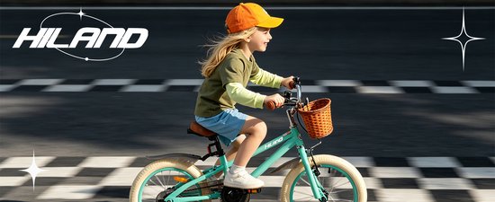 Hiland Meisjesfiets - 16 Inch - Met Mandje & Zijwieltjes - Handrem & Terugtraprem - Groen van Hiland — afbeelding 4