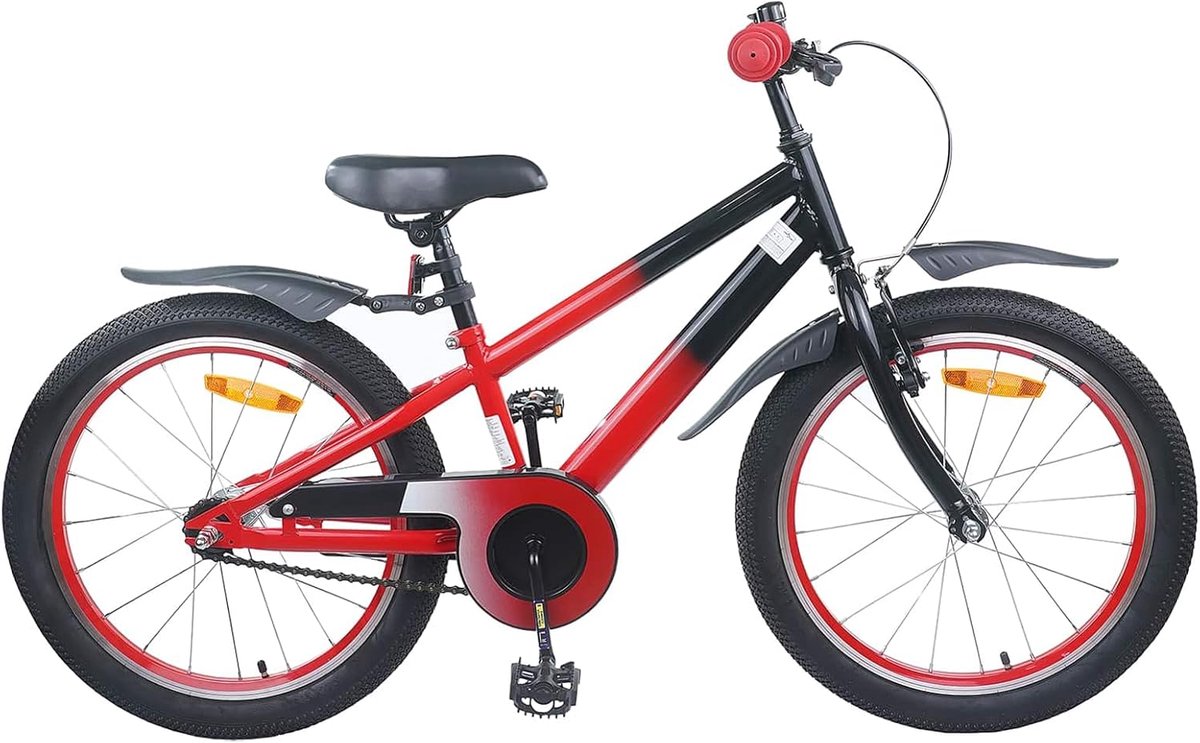 Kinderfiets - Jongensfiets Meisjesfiets - Stad en Buurt - Stabiele Stalen Frame - Verstelbaar Zadel - Rood Zwart