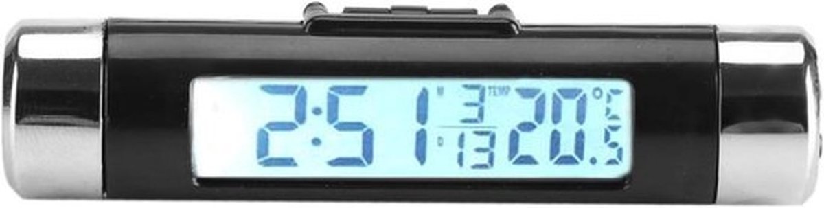 Car Clock Thermometer - Clip-On Truck Car LCD Thermometer - Automotive Digital Backlight Clock Monitor - Blauw Backlight - Wit
