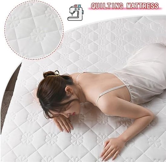 Japanse futonmatras - Vloermat oprolbaar - Comfortabel slapen - Ergonomische ondersteuning - 90x200 cm - Wit — afbeelding 2