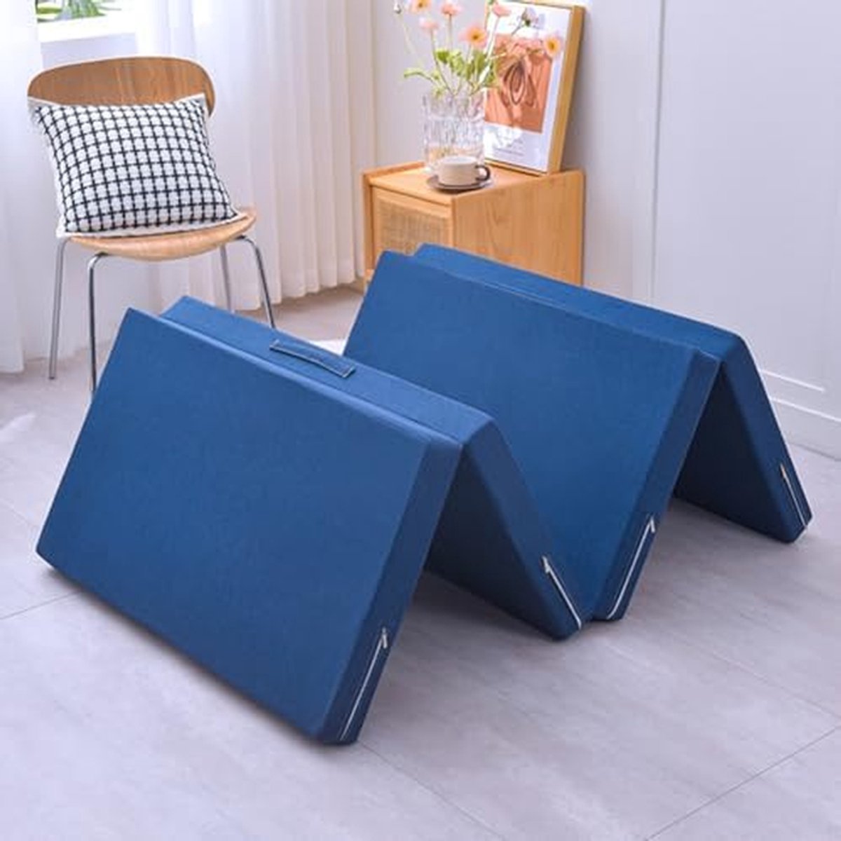 Opvouwbare Gastenmatras - Reismatras Vloerbed - Kamperen Logeren - 4-Delig Ontwerp - 150 x 200 cm - Grijs