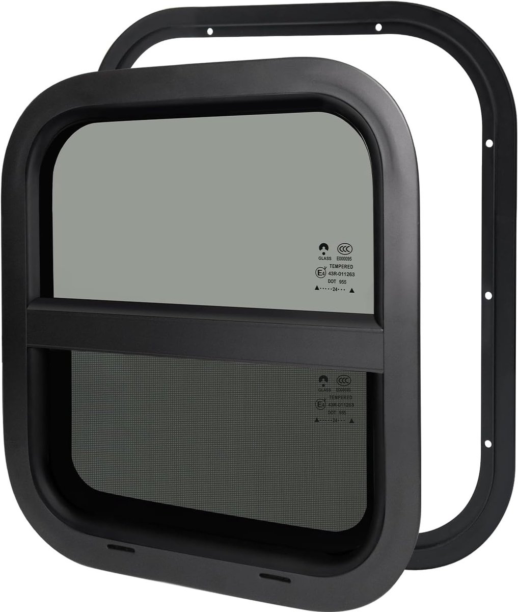 RV Raam - Aanhanger Venster - Ventilatie Camper - Verticaal Schuivend - 14 x 16 inch - Getint