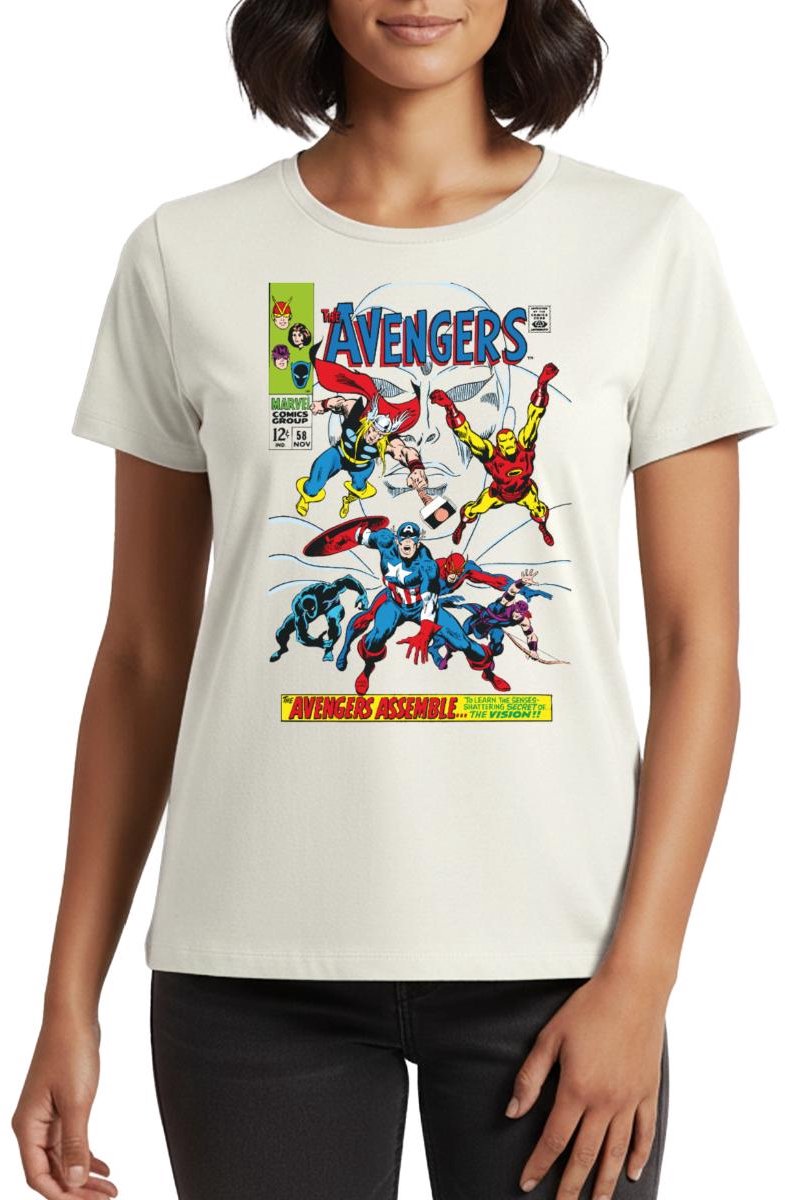 Avengers Assemble Comic Stripmotief Premium T Shirt Dames