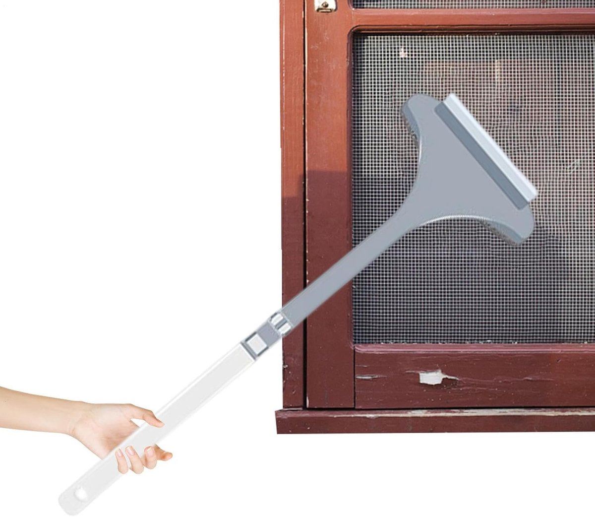 Muggennetreiniger - Gaasreiniger Schermborstel - Snel Schermen Reinigen - Dubbelzijdig Systeem - 28.6L x 14.6B x 5.7H cm - Grijs