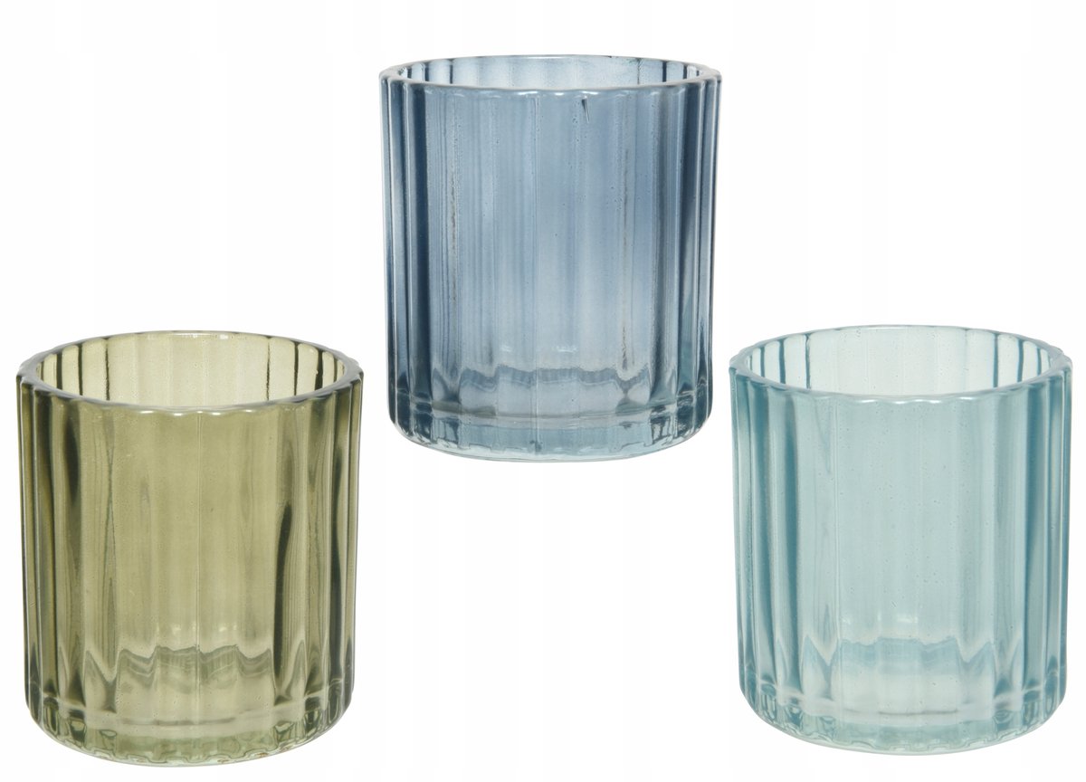 Kaemingk - Glazen Kandelaar - 7,3x8 cm - Transparent - Modern - Drie Kleuren