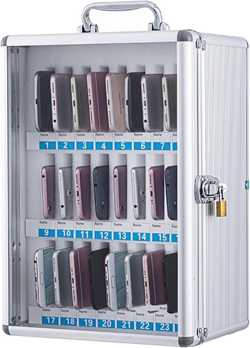 Telefoon Kluis - Telefoon Locker - Apparaten Beveiligen - Aluminium Legering Constructie - Max 60 Apparaten - Zilver