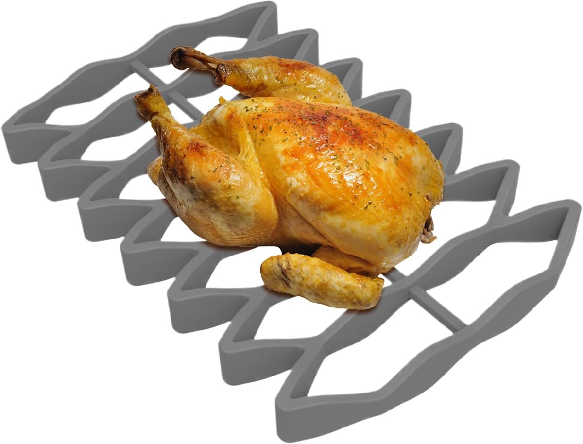 Siliconen Grillrooster - Ovenrooster Bakmat - Gelijkmatig Bakken - Hittebestendig Siliconen - 23 x 15.6 x 2 cm - Grijs