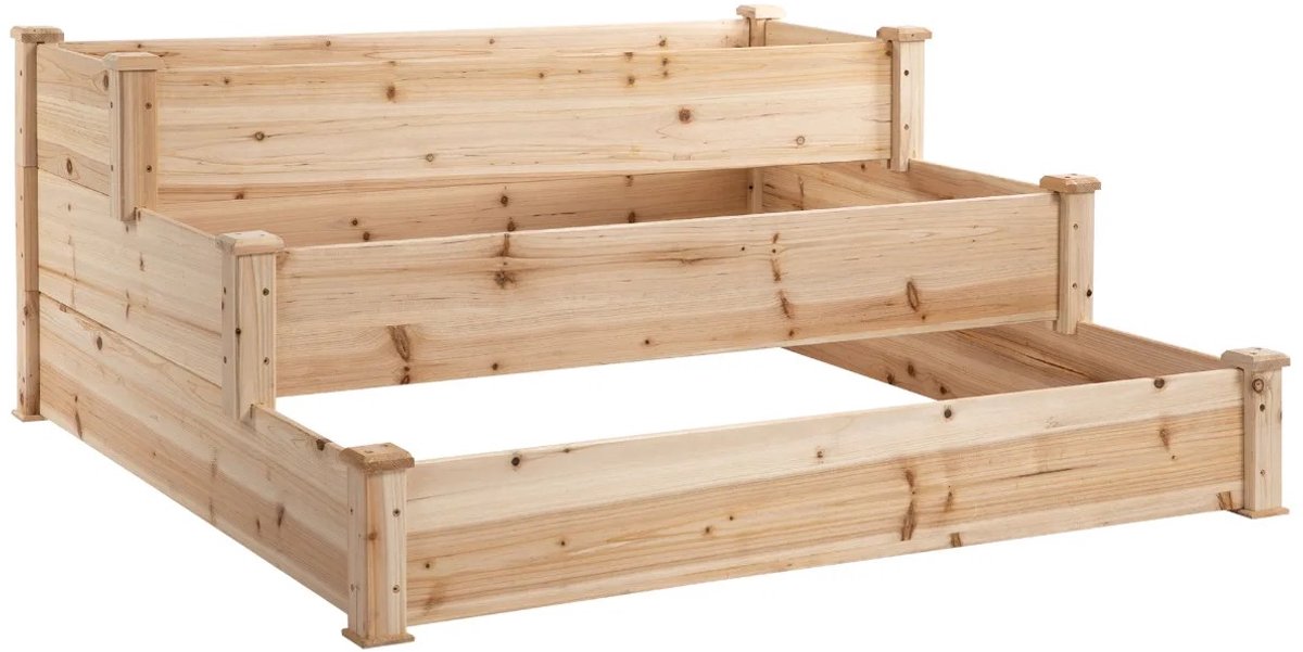 M-Goods - Verhoogde Plantenbak Hout - Kruidentuin - Moestuinbak - 3 Niveaus - 124 x 124 x 56 cm