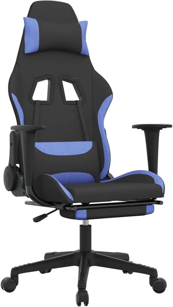 Gaming Stoel - Comfortabele Zetel - Langdurig Zitten - Verstelbare Rugleuning - 360 Graden Draaibaar - Zwart Blauw — afbeelding 4