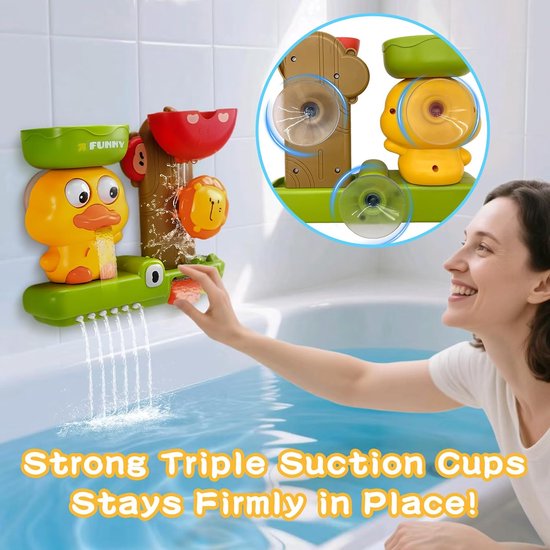 COOAU - Schattig dieren badspeelgoed voor peuters - eend - leeuw - krokodil - waterval badwand speelgoed - roterende water sprinkler douche speelset - vroegontwikkelend badkamer sensorisch speelgoed voor jongens en meisjes van Cooau — afbeelding 4