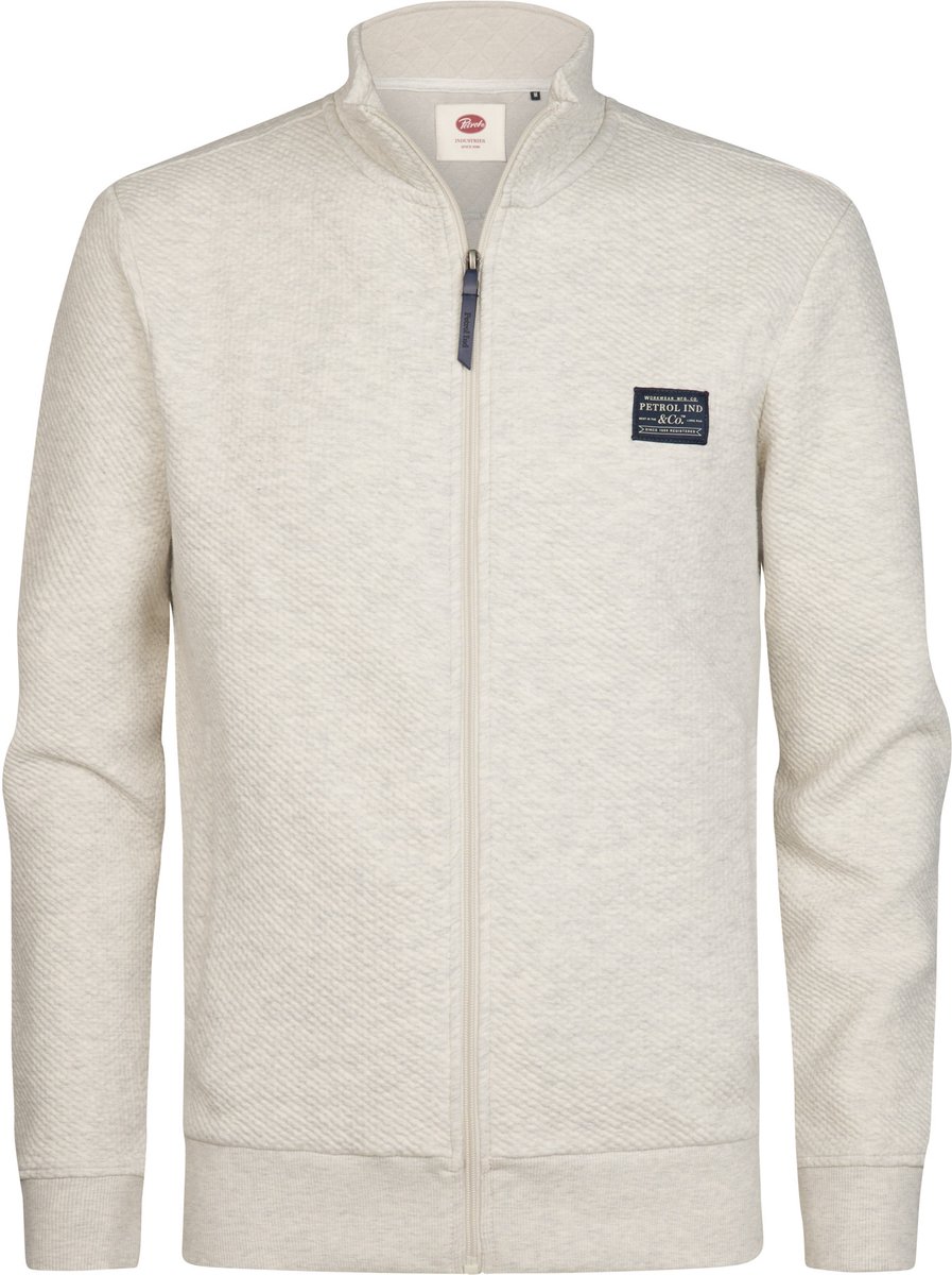 Petrol Industries - Heren Sweater met rits bij de kraag steelcrest - Wit - Maat XXXL